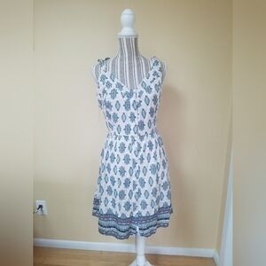 American Rag Boho Chic White and Blue Patterned Dress (Medium)